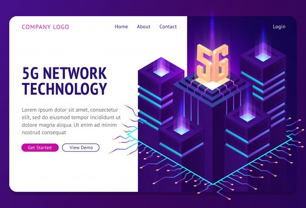 5g network technology isometric landing page 107791 824