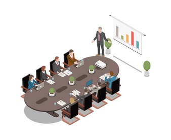 isometric icon with man presenting project white board business meeting 1284 63948 1